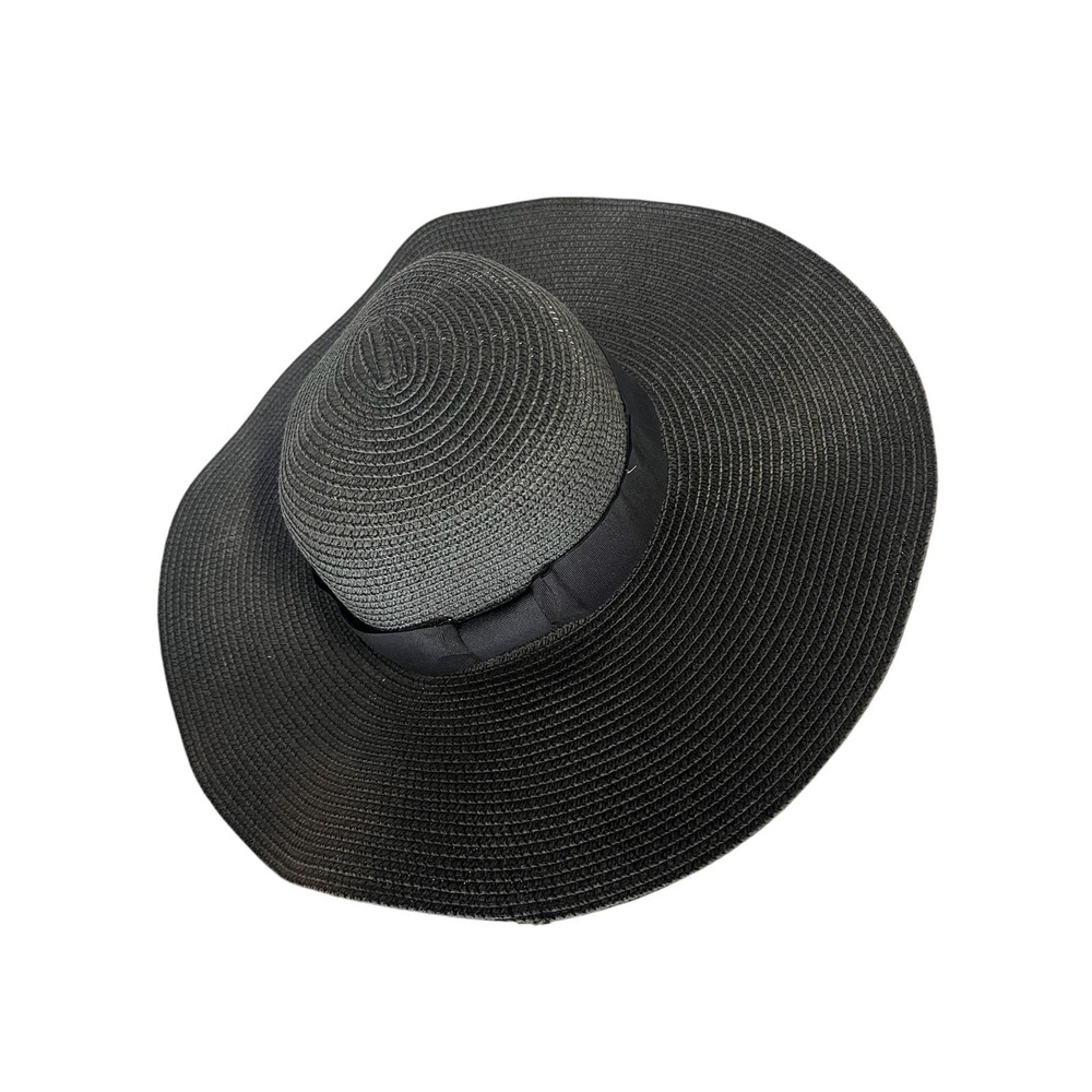 Women Floppy Sun Hat with Wide Brim—Foldable Roll-Up Straw Beach Large, Black